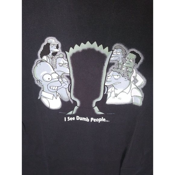 The Simpsons Bart I See Dumb People Vintage T-Shirt 2001 Men's Medium - Picture 2 of 6